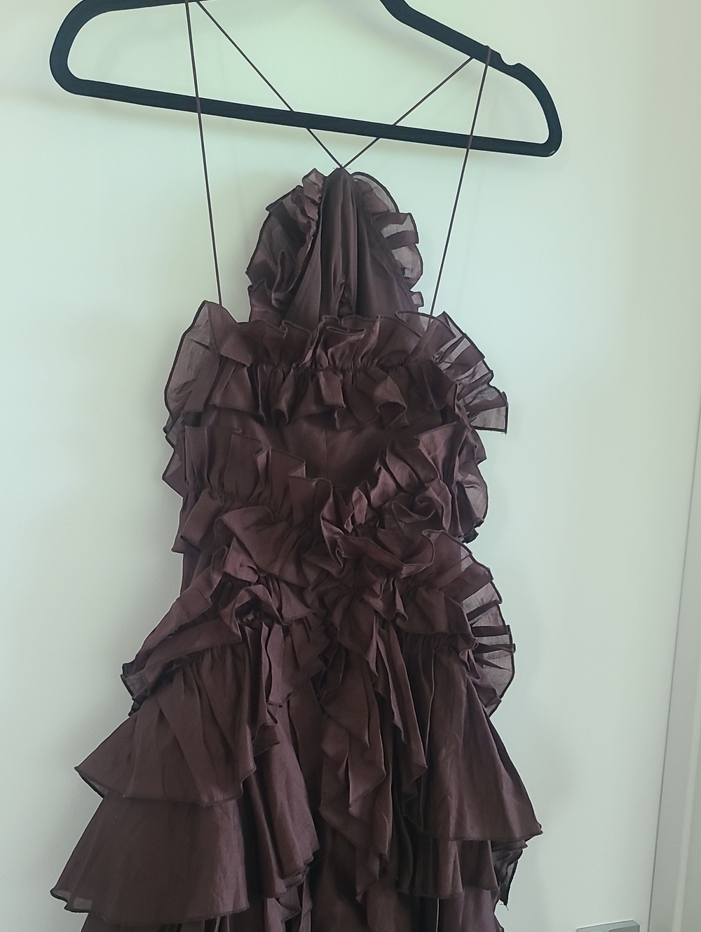 Ruffle Mini Dress With Keyhole Opening - Urban Revivo - Brown - Picture 7 of 8